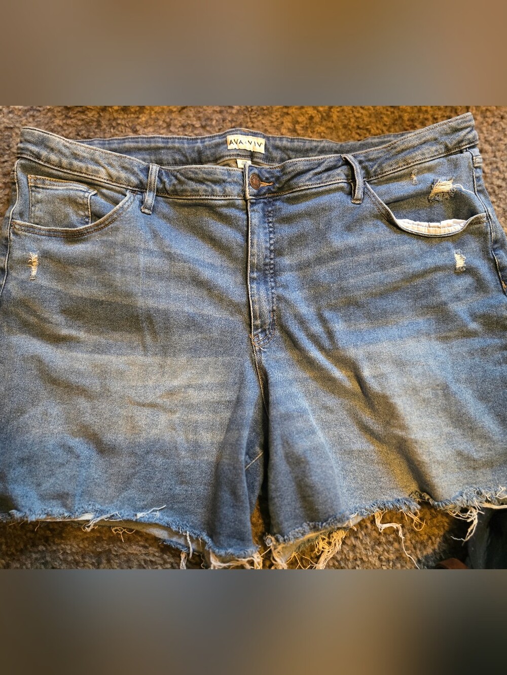 Ava & Viv Classic Blue Denim Shorts with Branded Button